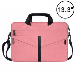 13,3 pouces respirant sac à bandoulière pour ordinateur portable ordinateur de poche portable zipper avec bandoulière (rose)