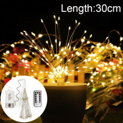 Lumière de ficelle de fil de cuivre de 30cm de feux d'artifice dimmable de boule d'explosion de 150cm, boîte de batteries de 150 LEDs lumière décorative de LED avec à télécommande (blanc chaud)