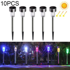 10 PCS à énergie solaire lampe de pelouse extérieure en acier inoxydable IP65 étanche LED lumière de jardin décorative (lumière colorée)