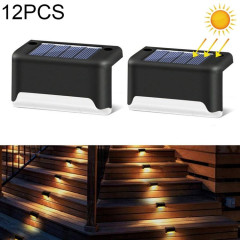 12 PCS Solaire LED Extérieure Escalier Lumière IP65 Lampe De Jardin Imperméable, Lumière Blanc Chaud (Noir)