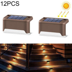12 PCS Solaire LED Extérieure Escalier Lumière IP65 Lampe De Jardin Imperméable, Lumière Blanc Chaud (Marron)