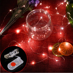 2m 20 LEDs SMD 0603 IP65 Batteries à bouton CR2032 étanches à l'eau Silver Color Copper Wire String Light Festival Lamp / Décoration Light Strip (Red Light)