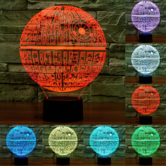 Death Star Style 7 Couleur Décoloration Creative Visual Stéréo Lampe 3D Tactile Commutateur LED Lumière Bureau Lampe de Nuit Lumière