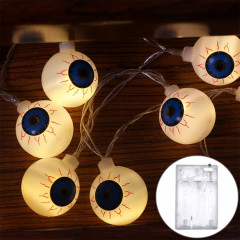 2,5 m Ghost Eyes Design lumière blanche et chaude, série de lumières à DEL de la série Halloween, 20 LED, 3 piles AA, piles, boîte, accessoires de fête, décoration de fée, lampe de nuit