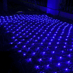 3m (longueur) x 2m (hauteur) 12W 200 LED Réticule String Devoration Lights avec la fin conjointe et le contrôleur multi-fonction, prise de l'UE, AC 220V (lumière bleue)