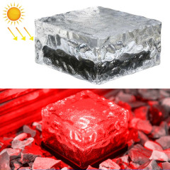 Lampe de décoration de jardin à LED extérieure en verre trempé carré à énergie solaire, IP55 étanche, taille: 10 x 10 x 5,2 cm (lumière rouge)