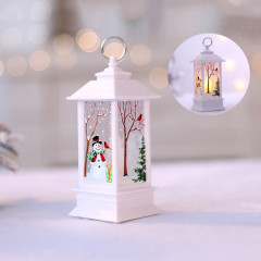 Décoration de bureau de lampe à LED de flamme de simulation de Noël de motif de bonhomme de neige blanc