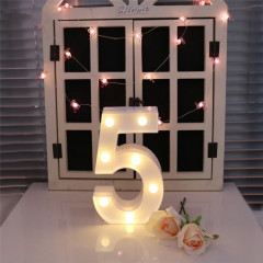 Chiffre 5 lumière de décoration de forme, lumière sèche chaude accrochante debout de vacances de blanc de batterie sèche