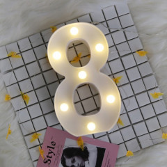 Chiffre 8 lumière de décoration de forme, lumière sèche chaude accrochante debout de vacances