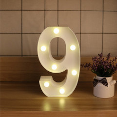 Chiffre 9 lumière de décoration de forme, lumière sèche chaude accrochante debout de vacances de blanc de batterie sèche