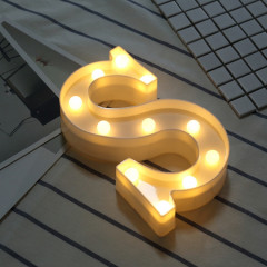 Lumière anglaise décorative de forme de lettre de l'alphabet S, lumière sèche chaude accrochante de vacances de LED