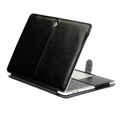 Pour 2016 Nouveau Macbook Pro 15.4 pouce A1707 Ordinateur Portable Crazy Horse Texture Horizontal Flip Étui En Cuir (Noir)