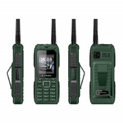 Téléphone aîné S555 à l'épreuve triple, Batterie imperméable à l'épreuve des amortisseurs, une batterie de 2400mAh, 2.2. pouces, 21 touches, lampe de poche LED, FM, quad sim, avec antenne (vert)