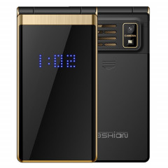 MAFAM F120 Flip Téléphone, 2.4 pouces, batterie 5800mAh, support FM, SOS, affichage de l'heure externe, GSM, numéro de famille, grandes touches, double SIM (or)