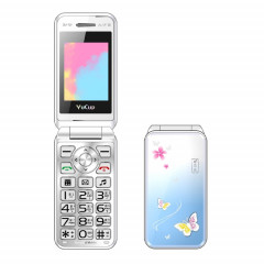 N509 Femmes Flip Téléphone, 2,4 pouces, 6800 mAh, prise en charge FM, lampes de poche, MP3, grandes touches, double SIM, prise UE (bleu)