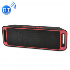 SC208 Haut-parleur Bluetooth de lecture de musique multifonctions, prise en charge des appels mains libres et des cartes TF et U-disk et fonction audio et FM AUX (rouge)