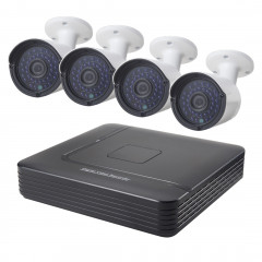 Kit caméra NVR pour caméras IP bullet puce COTIER A4B2 4Ch 1080P, support de vision nocturne / détection de mouvement, distance IR: 20 m