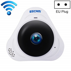 Escam Q8 960P 360P 360 degrés Fisheye lentille 1.3mp wifi Caméra IP, détection de mouvement de support / vision nocturne, IR Distance: 5-10m, prise EU (Blanc)