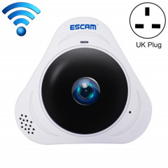 Escam Q8 960P 360P 360 degrés Fisheye lentille 1.3mp wifi Caméra IP, détection de mouvement de support / vision nocturne, IR Distance: 5-10m, Plug UK (Blanc)
