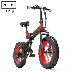  Bézior XF200 48V15AH 1000W Vélo électrique pliant avec des pneus de 20 pouces, prise EU (rouge noir)