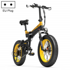  Bézior XF200 48V15AH 1000W Vélo électrique pliant avec des pneus de 20 pouces, prise EU (jaune noir)