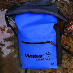 Sac à bandoulière pliant en plein air à double sac étanche en PVC, sac à dos étanche, capacité: 25L (bleu foncé)