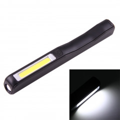 Lampe / lampe de poche de forme de stylo d'intense luminosité 100LM, lumière blanche, COB LED 2-Modes avec agrafe de stylo magnétique rotative de 90 degrés (noir)