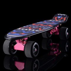 Shining Fish Plate Scooter Planche à roulettes à quatre roues à inclinaison simple avec meule de 72 mm (noir rose)