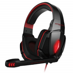 KOTION EACH G4000 Casque de jeu stéréo Casque serre-tête avec contrôle du volume du microphone Lumière LED pour PC Gamer, longueur du câble: environ 2,2 m (rouge + noir)