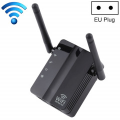 Routeur de réseau avec amplificateur de signal avec répéteur WiFi et extension sans fil N à 300 Mbits / s avec 2 antennes externes, prise UE (noir)