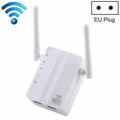 Routeur réseau avec amplificateur de signal avec répéteur WiFi et extension sans fil N à 300 Mbits / s avec 2 antennes externes, prise UE (blanc)