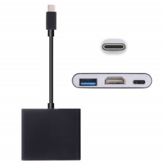 USB-C / Type-C 3.1 Mâle à USB 3.1 Type-C Femelle et HDMI Femelle et USB 3.0 Femelle Adaptateur, Pour Macbook 12 / Chromebook Pixel 2015 (Noir)