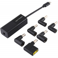 Adaptateur secteur pour ordinateur portable 65W Convertisseur USB-C / Type-C en adaptateur secteur 6 en 1 (Noir)