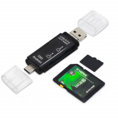 D-178 5 en 1 lecteur de carte multifonction de type-C / USB-C (noir)