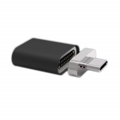 Droit USB-C / TYPE-C 3.1 Homme à USB-C / TYPE-C 3.1 Adaptateur magnétique 20 broches femelle (noir)