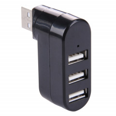 Rotation de 180 degrés tête USB 3 Ports USB 2.0 Portable HUB (Noir)