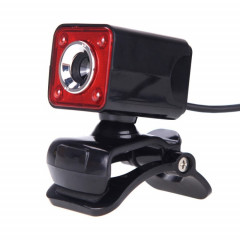 A862 caméra de fil USB rotative 12MP HD WebCam 360 degrés avec microphone et 4 lumières LED pour ordinateur de bureau Ordinateur portable PC Skype, longueur de câble: 1,4 m