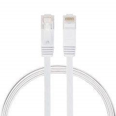 Câble réseau LAN plat Ethernet ultra-plat 1m CAT6, cordon RJ45 (blanc)