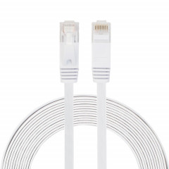 Câble réseau LAN plat Ethernet ultra-plat CAT6 5m, cordon RJ45 (blanc)