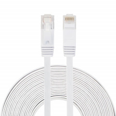 Câble LAN réseau Ethernet plat ultra plat 10m CAT6, cordon RJ45 (blanc)