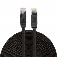 Câble réseau LAN plat Ethernet ultra-mince 15m CAT6, cordon RJ45 (noir)