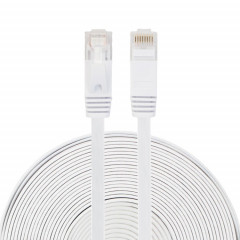Câble réseau LAN plat Ethernet ultra-plat 15m CAT6, cordon de raccordement RJ45 (blanc)
