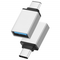 Alliage d'aluminium USB-C / Type-C 3.1 mâle vers USB 3.0 femelle adaptateur de données / chargeur, Adaptateur de données/chargeur USB-C / Type-C 3.1 mâle vers USB 3.0 femelle en alliage d'aluminium (argent)