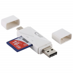Lecteur de carte USB-C / Type-C + SD + TF + Micro USB vers USB 2.0 (blanc)