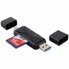 Lecteur de carte USB-C / Type-C + SD + TF + Micro USB vers USB 3.0 (noir)