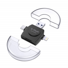 X-Flash R01 3 en 1 8 broches + USB-C / Type-C + Micro USB Interface lecteur de carte SD / TF (noir)