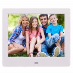 Cadre photo numérique TFT écran AC 100-240V 8 pouces avec support et télécommande, prise en charge USB / carte SD (blanc)