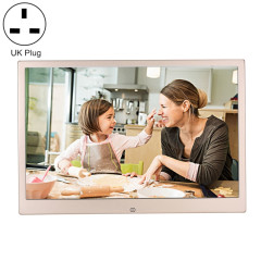 HSD1504 15,4 pouces LED 1280x800 Affichage haute résolution Cadre photo numérique avec support et télécommande, support SD / MMC / Port MS / Port USB, plug uk (GOLD)