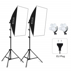 PULUZ Softbox Kit d'éclairage 2 PCS 50x70cm Équipement d'éclairage de photographie de studio photo professionnel avec 8 x E27 24W E27 Socket Ampoule Kit d'éclairage de photographie pour le tournage de portraits /