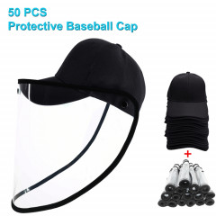 50 PCS Anti-Salive Splash Anti-Spitting Anti-Fog Anti-Oil Protective Baseball Cap Mask Masque Visage Amovible (Noir)
